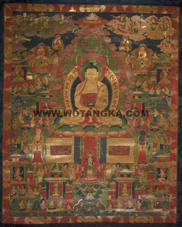 沃唐卡编号AC26534：阿弥陀佛·极乐世界