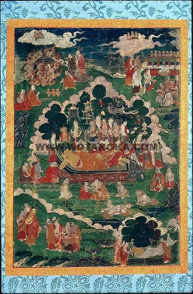 沃唐卡编号AC29253:释迦牟尼佛·涅槃图