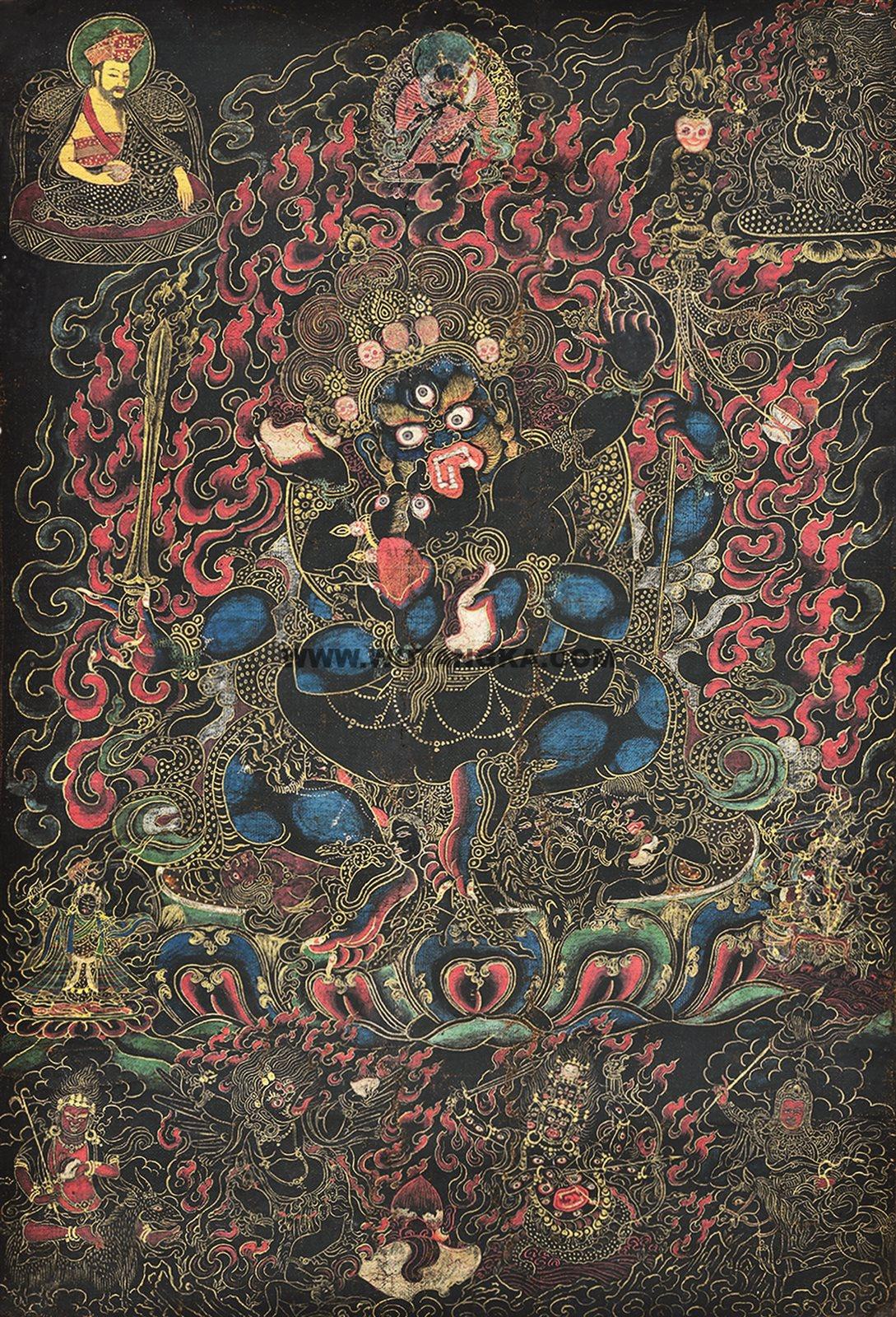 沃唐卡编号AC42331：四臂大黑天双身像