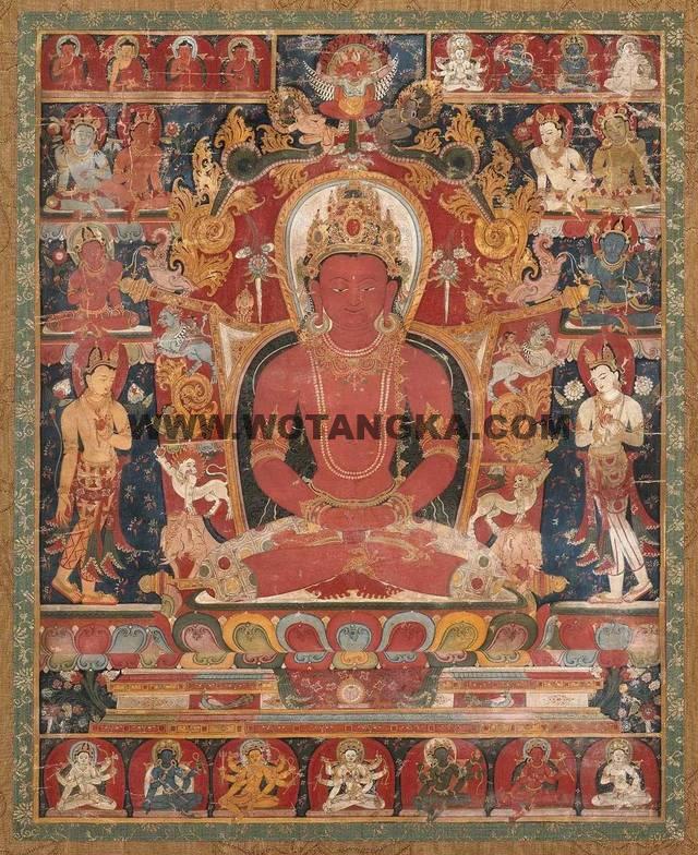 沃唐卡编号AC45320：阿弥陀佛·极乐世界