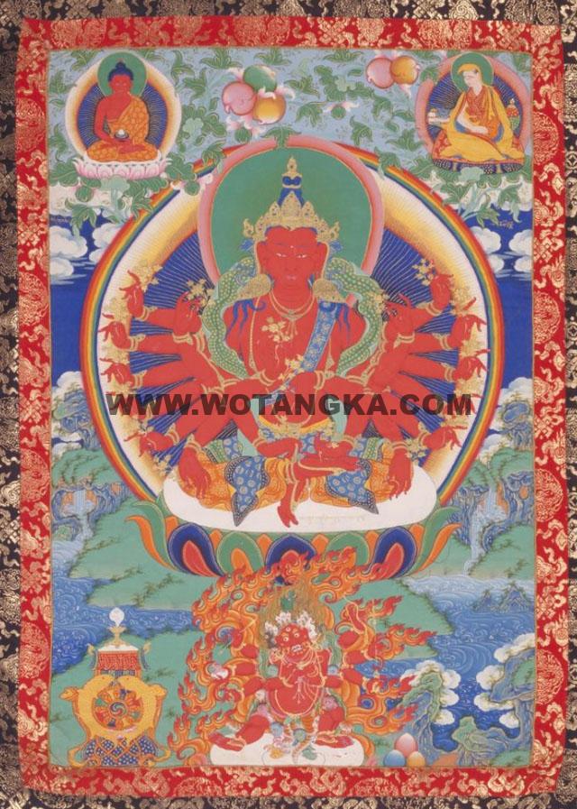 沃唐卡编号AC51789:莲花舞自在观世音菩萨