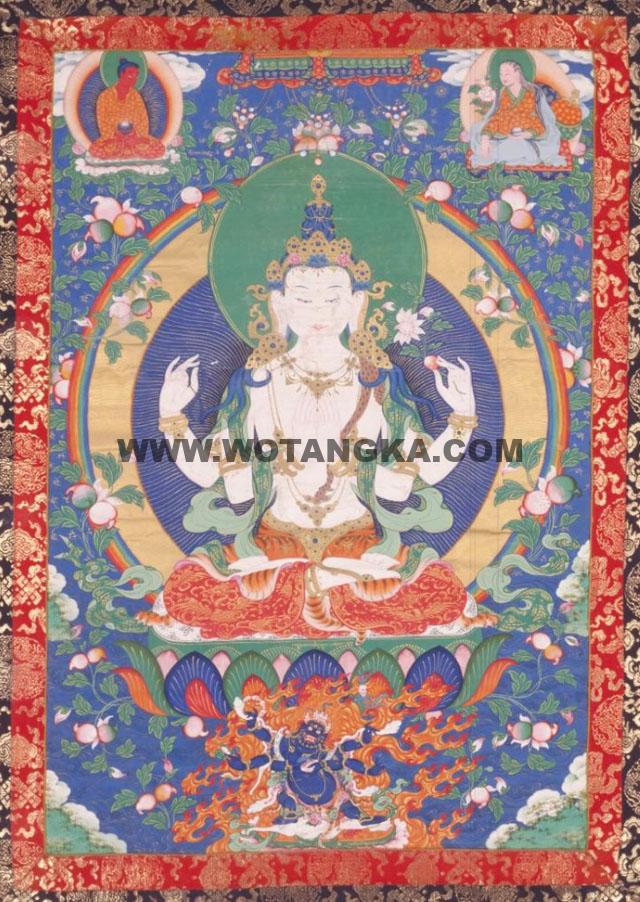 沃唐卡编号AC51845：虎皮裙观世音菩萨