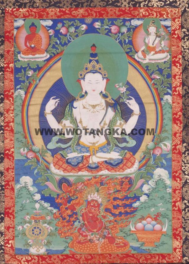 沃唐卡编号AC82636：四臂观音