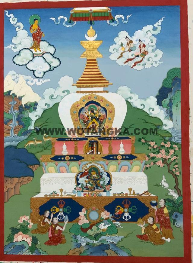 沃唐卡编号AC99040:时轮金刚·大佛塔