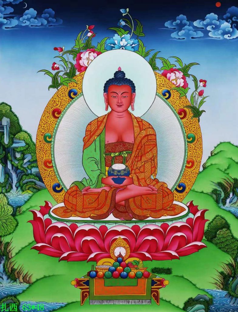 编号138-141020：彩绘唐卡-阿弥陀佛（63*48CM左右）