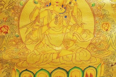 编号138-170422：黄金唐卡-金刚萨埵双修（76*50CM左右）