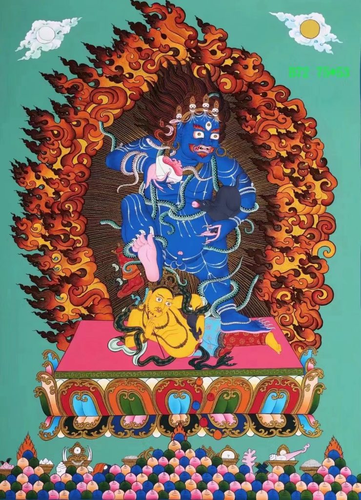 编号138-211705：彩绘唐卡-黑财神（75*53CM左右）
