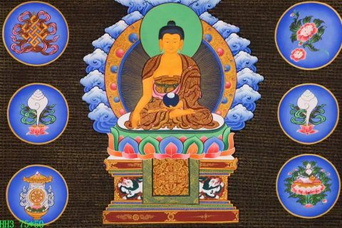 编号138-268647：彩绘唐卡-释迦牟尼佛（50*75CM左右）