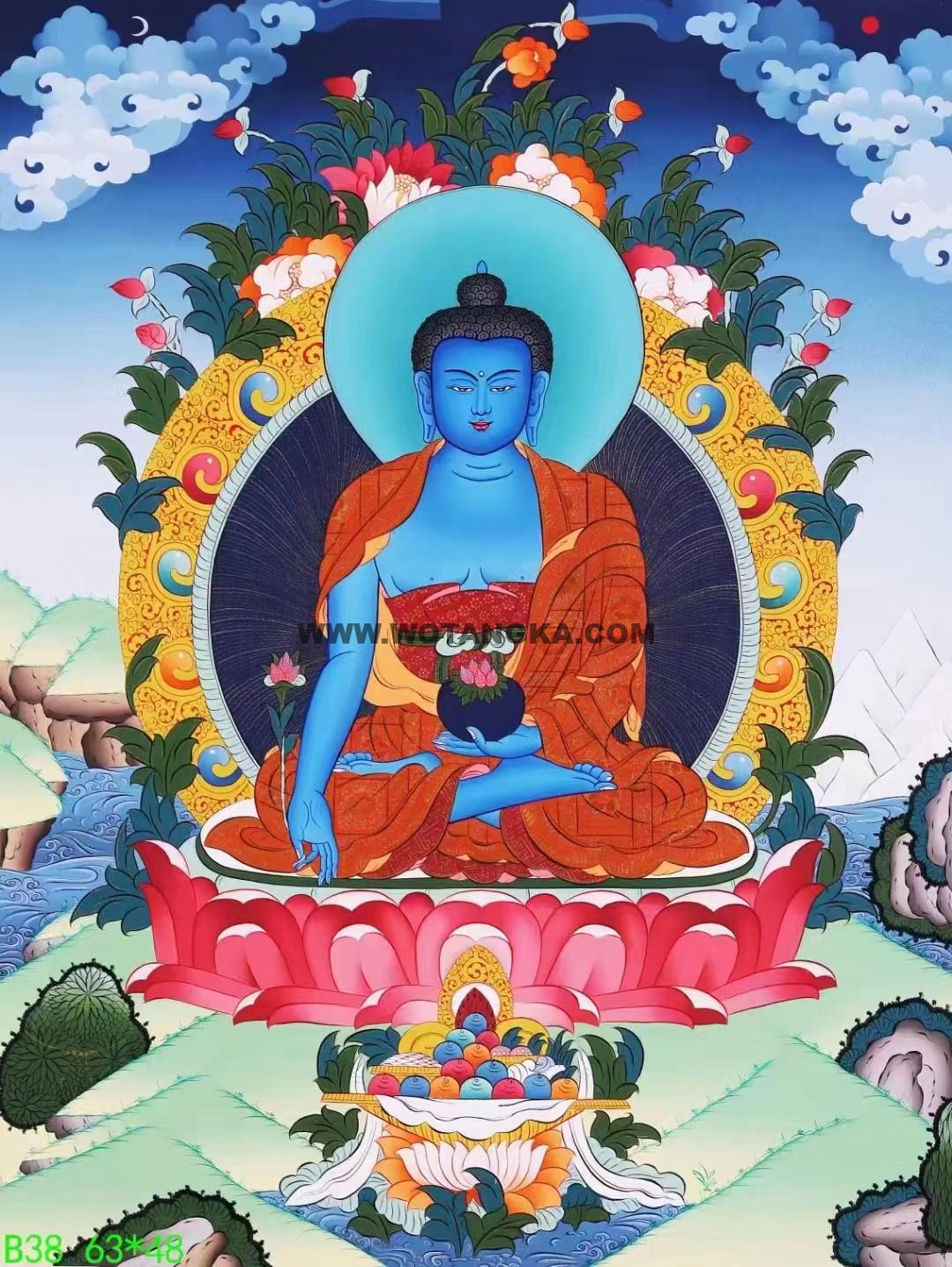 编号138-495241：彩绘唐卡-药师佛（63*48CM左右）