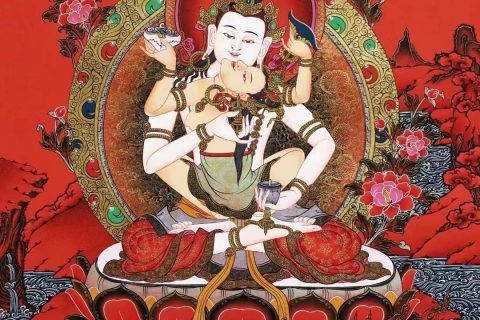 编号138-557834：红金唐卡-金刚萨埵双修（75*51CM左右）