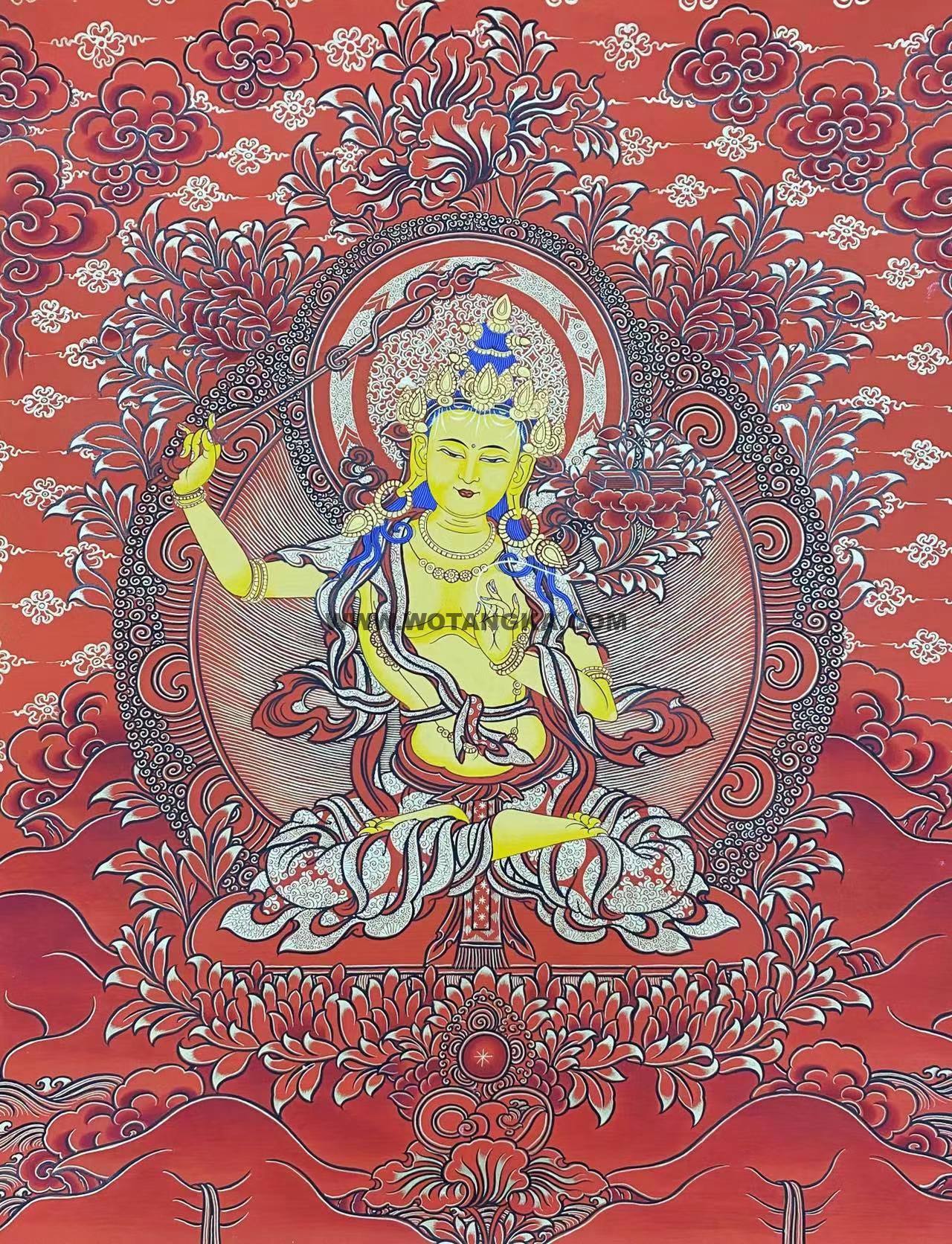 编号138-565233:红金唐卡-文殊菩萨(60*45CM左右)