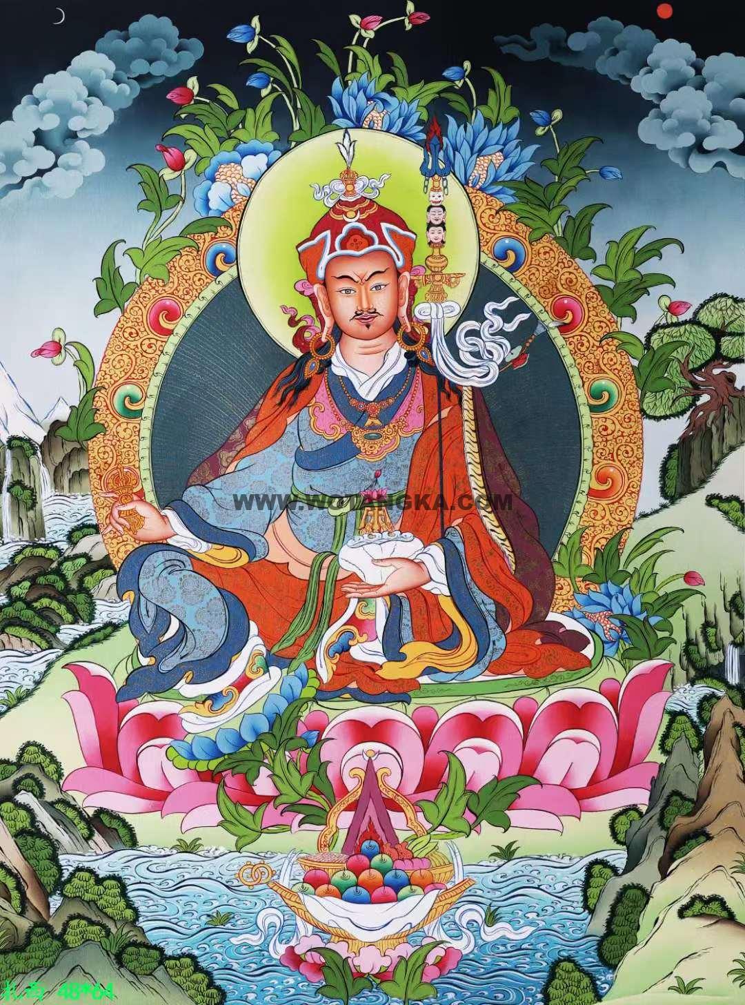 编号138-615506：彩绘唐卡-莲花生大士（64*48CM左右）