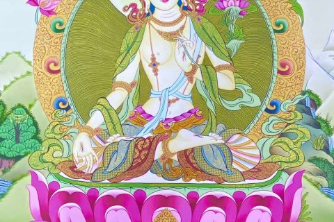 编号138-757535：彩绘唐卡-白度母（61*43CM左右）