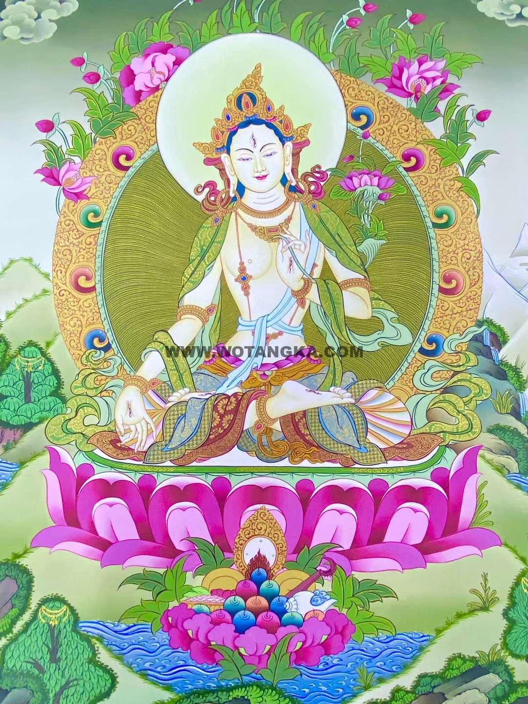 编号138-757535：彩绘唐卡-白度母（61*43CM左右）