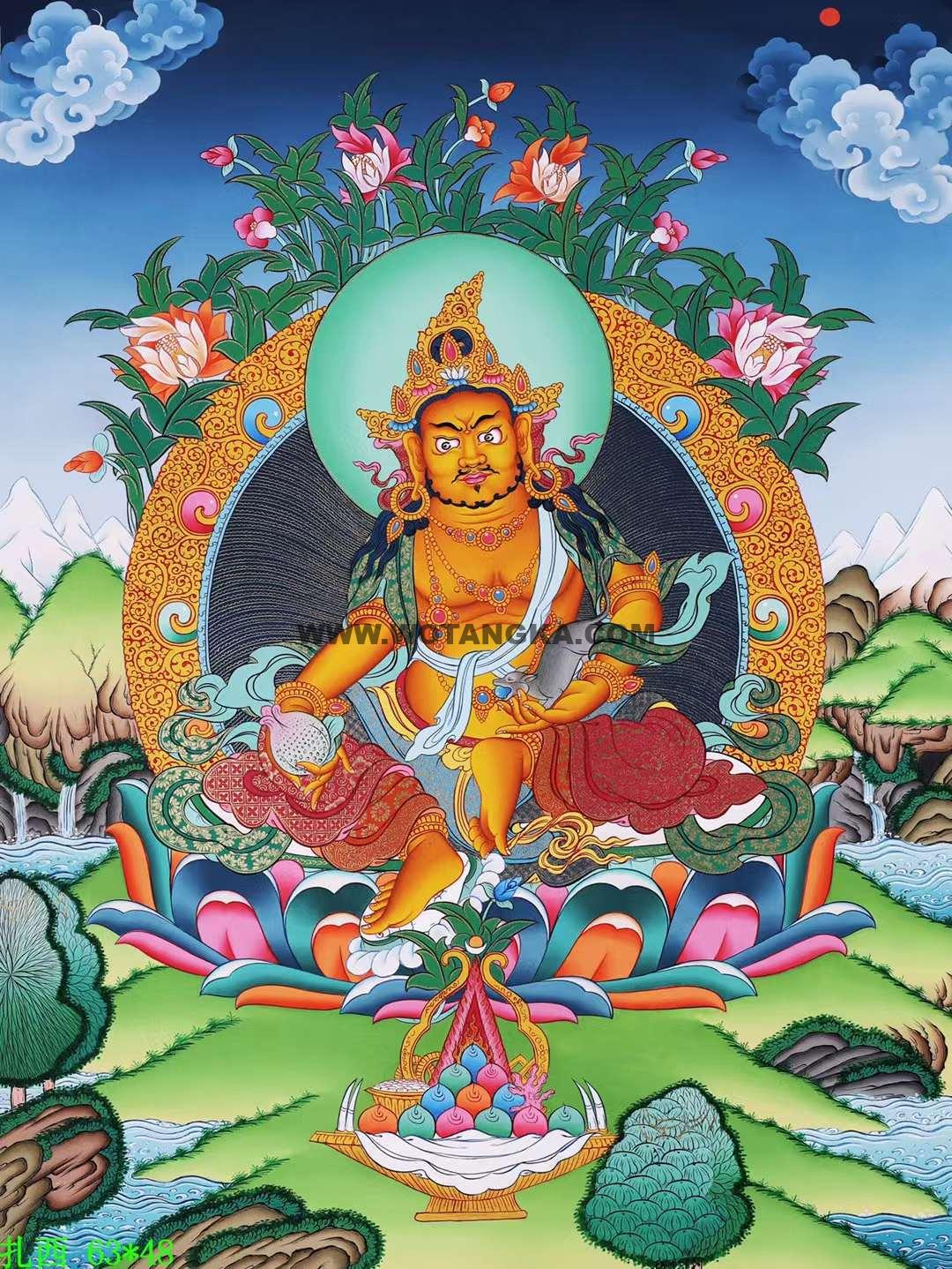 编号138-768387:彩绘唐卡-黄财神(61*43CM左右)