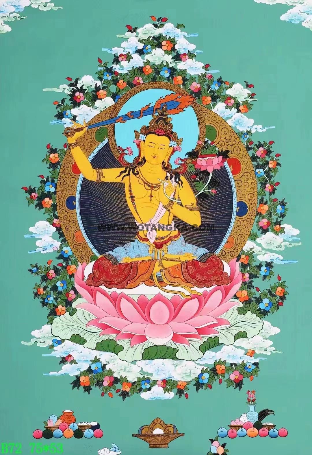 编号138-775496：彩绘唐卡-文殊菩萨（75*53CM左右）