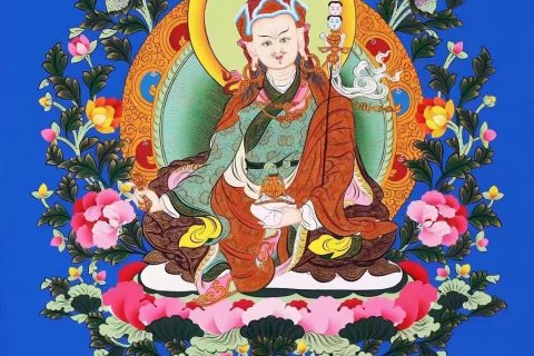编号138-813591：彩绘唐卡-莲花生大士（69*50CM左右）