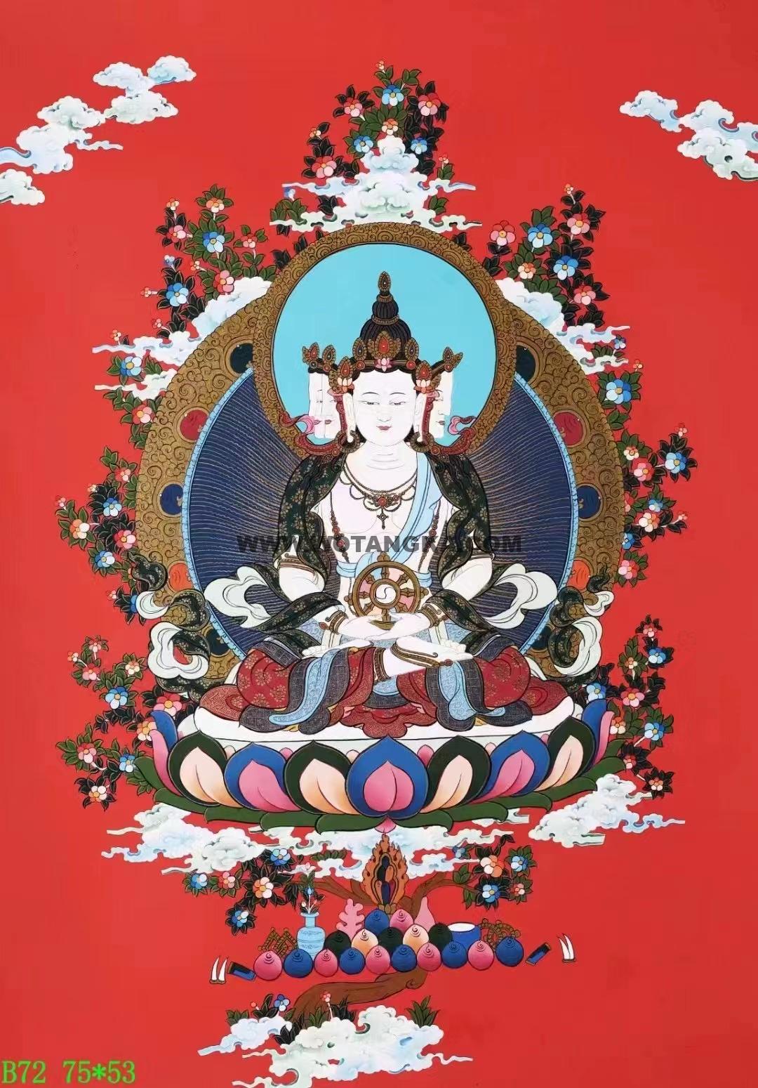 编号138-925764:红金唐卡-四面大日如来(75*53CM左右)