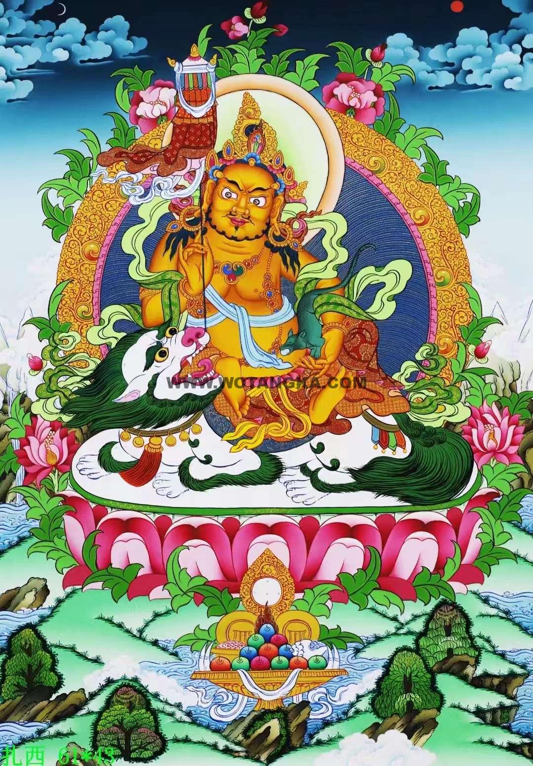 编号138-995983：彩绘唐卡-财宝天王（61*43CM左右）