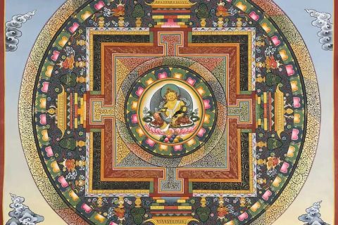 编号157-136168：彩绘唐卡-五方财神坛城（70*50CM左右）