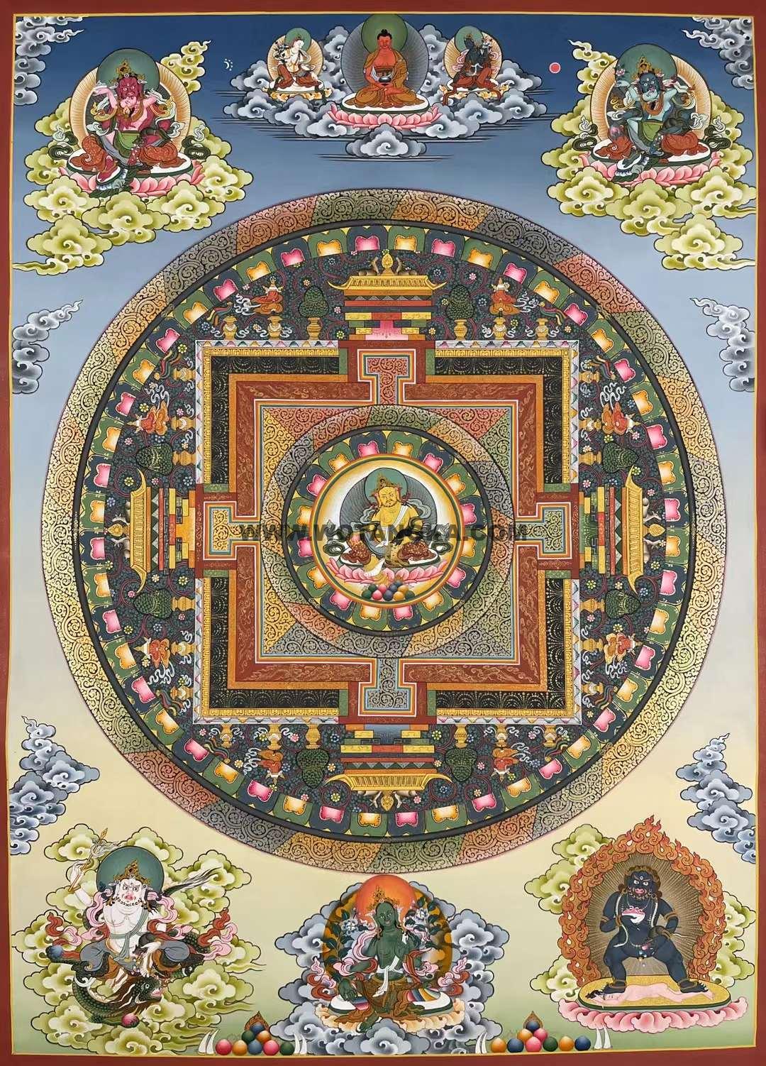 编号157-136168:彩绘唐卡-五方财神坛城(70*50CM左右)