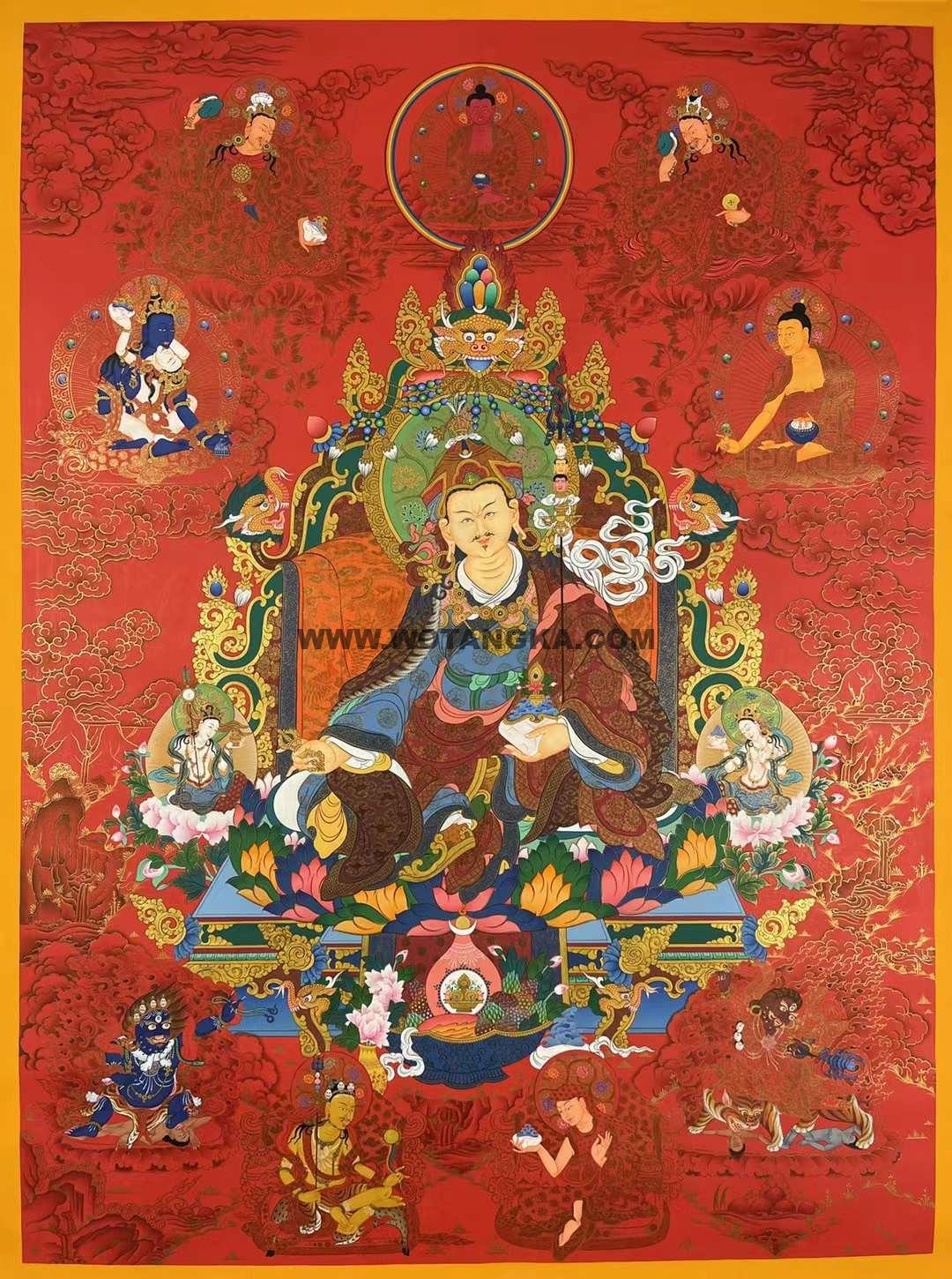 编号157-309058:红金唐卡-莲花生大士·莲师八变(105*75CM左右)