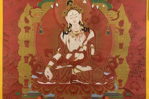 编号157-589844：红金唐卡-白度母·长寿三尊（110*75CM左右）