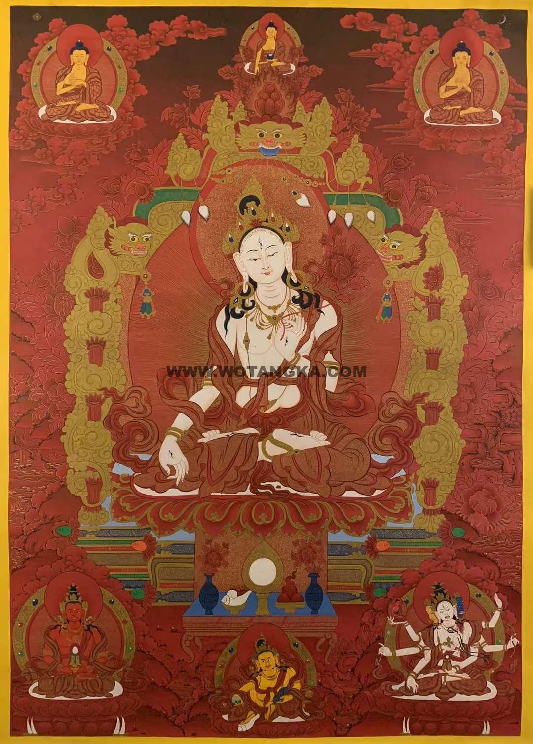 编号157-589844:红金唐卡-白度母·长寿三尊(110*75CM左右)