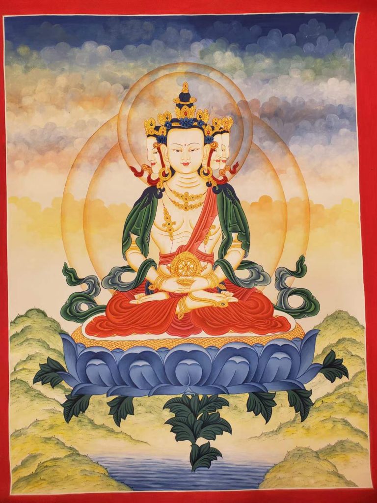 编号160-345002：彩绘唐卡-四面大日如来（60*45CM左右）