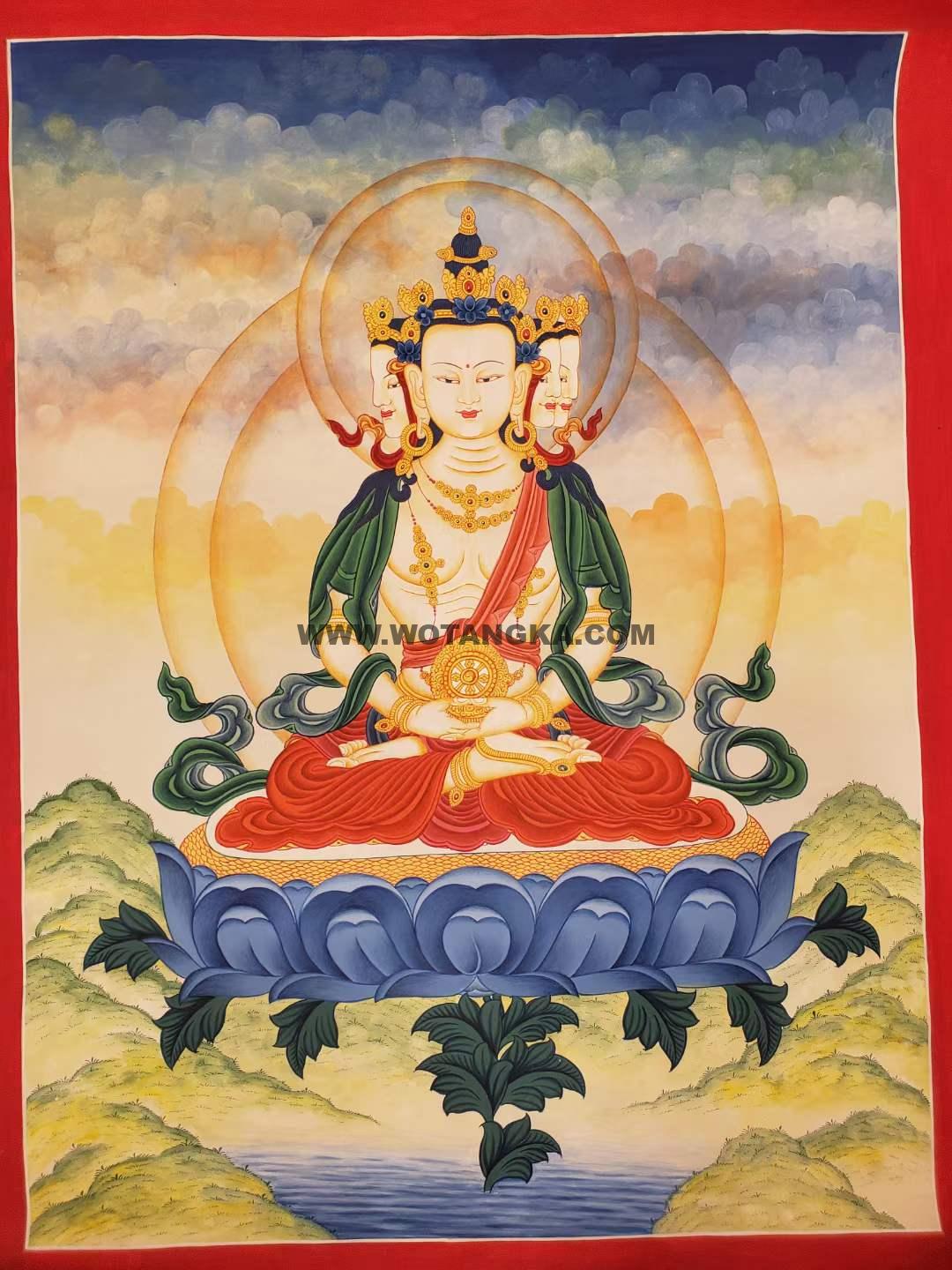 编号160-345002:彩绘唐卡-四面大日如来(60*45CM左右)