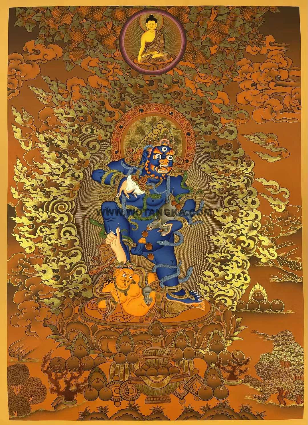 编号173-145171：红金唐卡-黑财神（75*55CM左右）