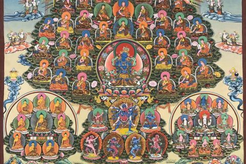 编号173-174023：彩绘唐卡-金刚总持佛·噶举派皈依境（150*90CM左右）