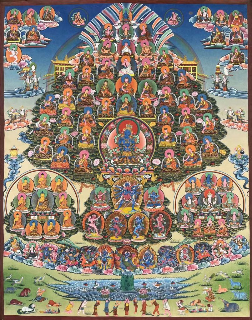 编号173-174023：彩绘唐卡-金刚总持佛·噶举派皈依境（150*90CM左右）