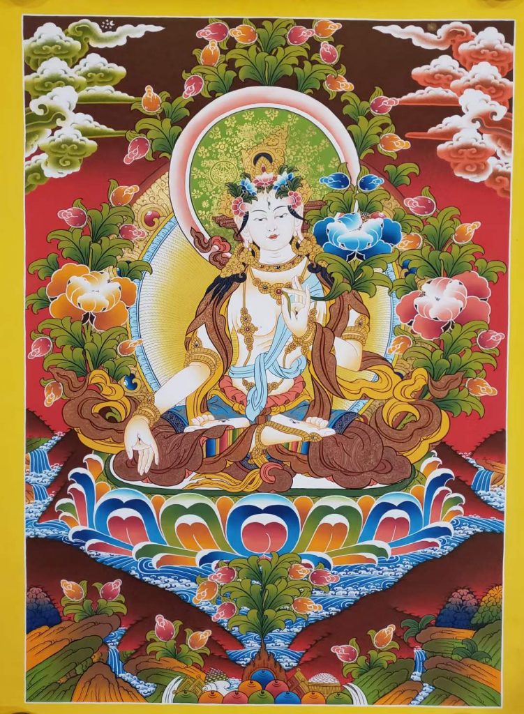编号173-194542：彩绘唐卡-白度母（70*50CM左右）