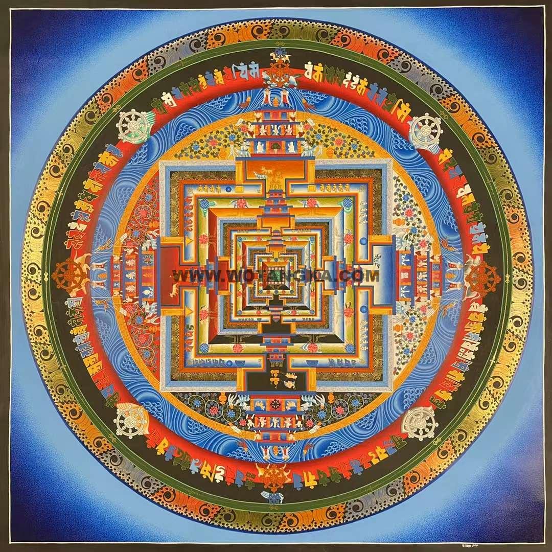 编号173-302873：彩绘唐卡-时轮金刚坛城（90*90CM左右）