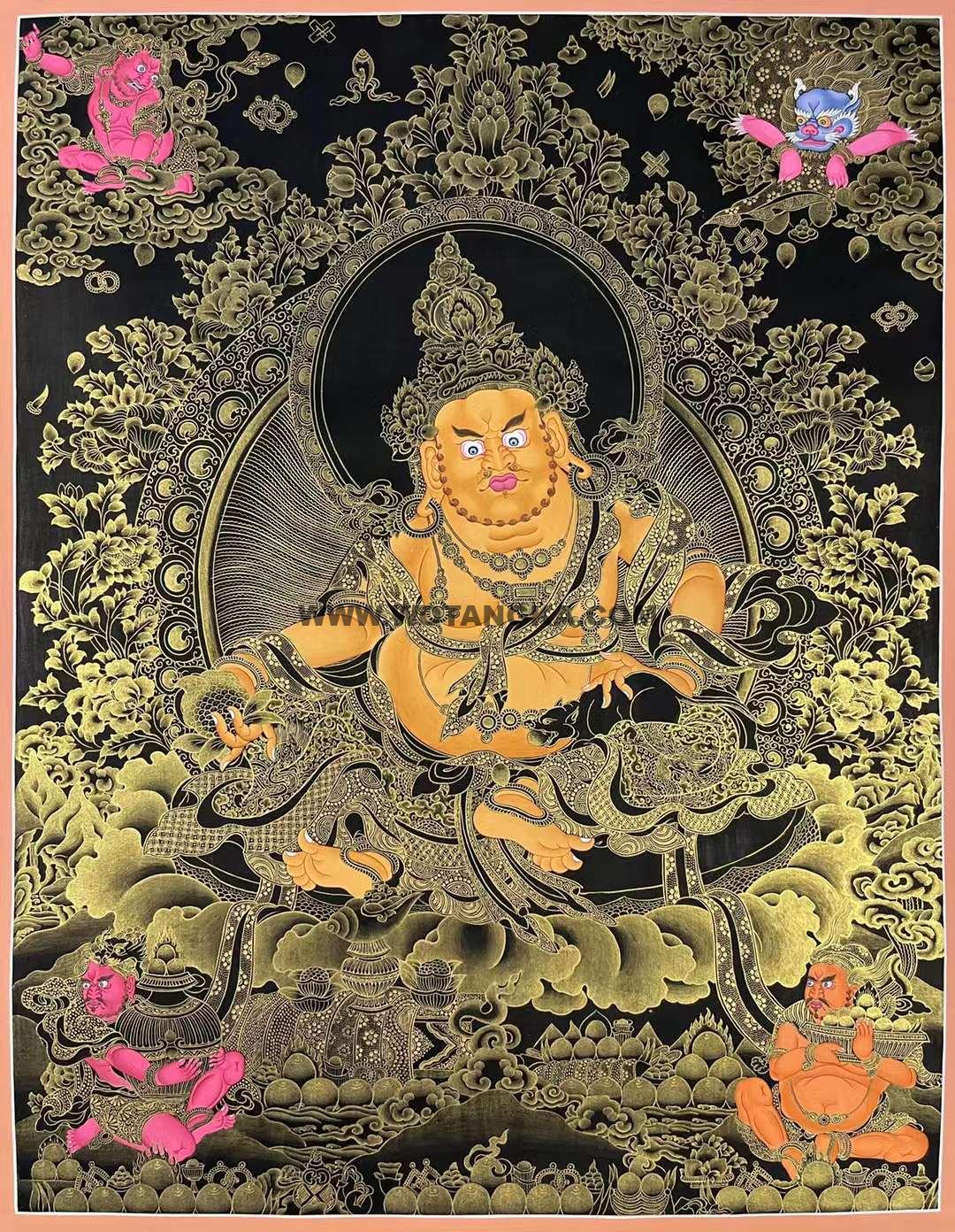 编号173-318998:黑金唐卡-黄财神(70*55CM左右)