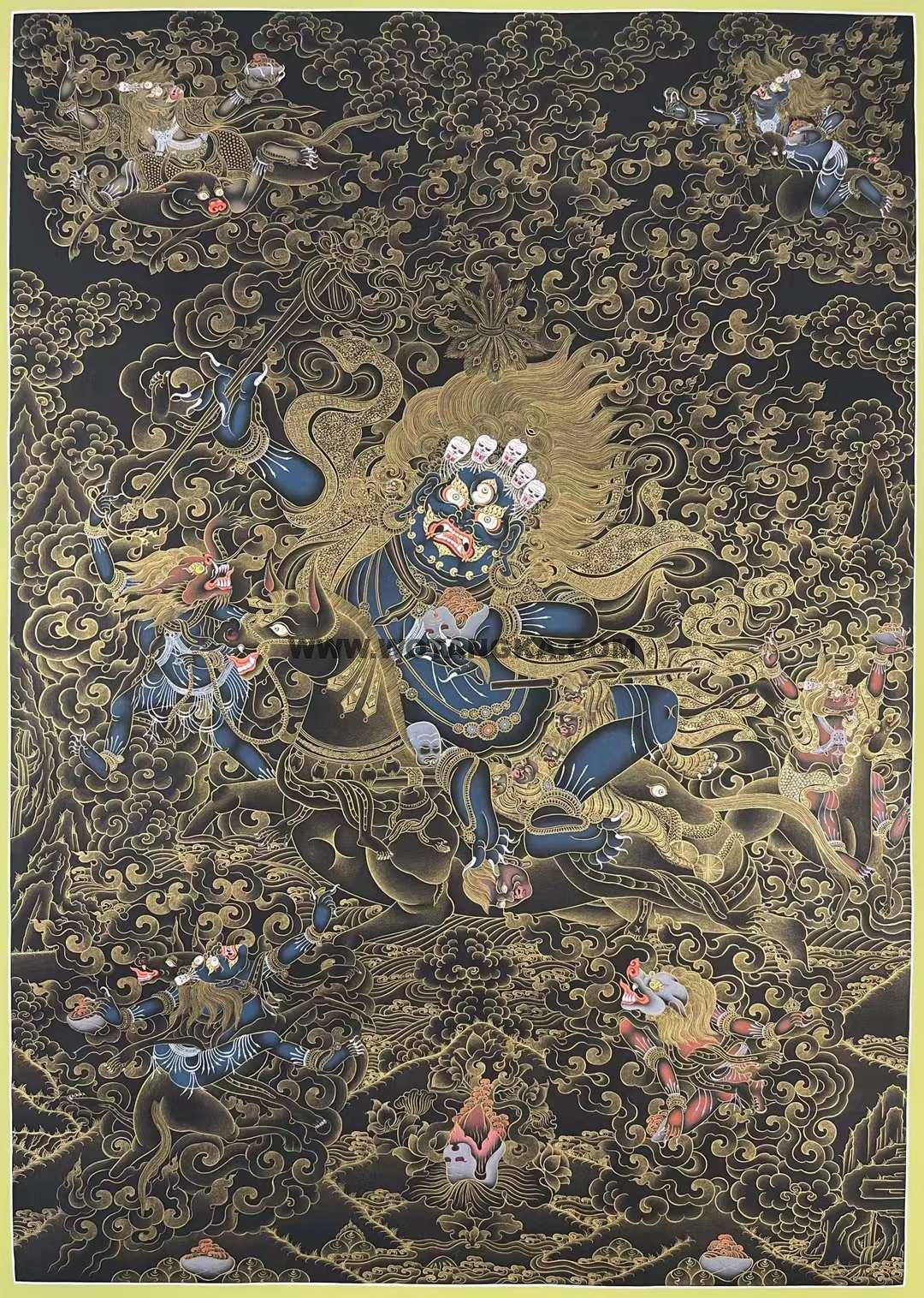 编号173-328735：黑金唐卡-吉祥天母（100*70CM左右）