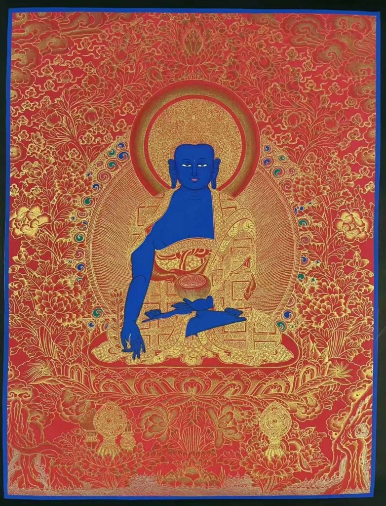 编号173-426210：红金唐卡-药师佛（60*45CM左右）
