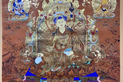 编号173-478062：红金唐卡-莲花生大士（100*70CM左右）