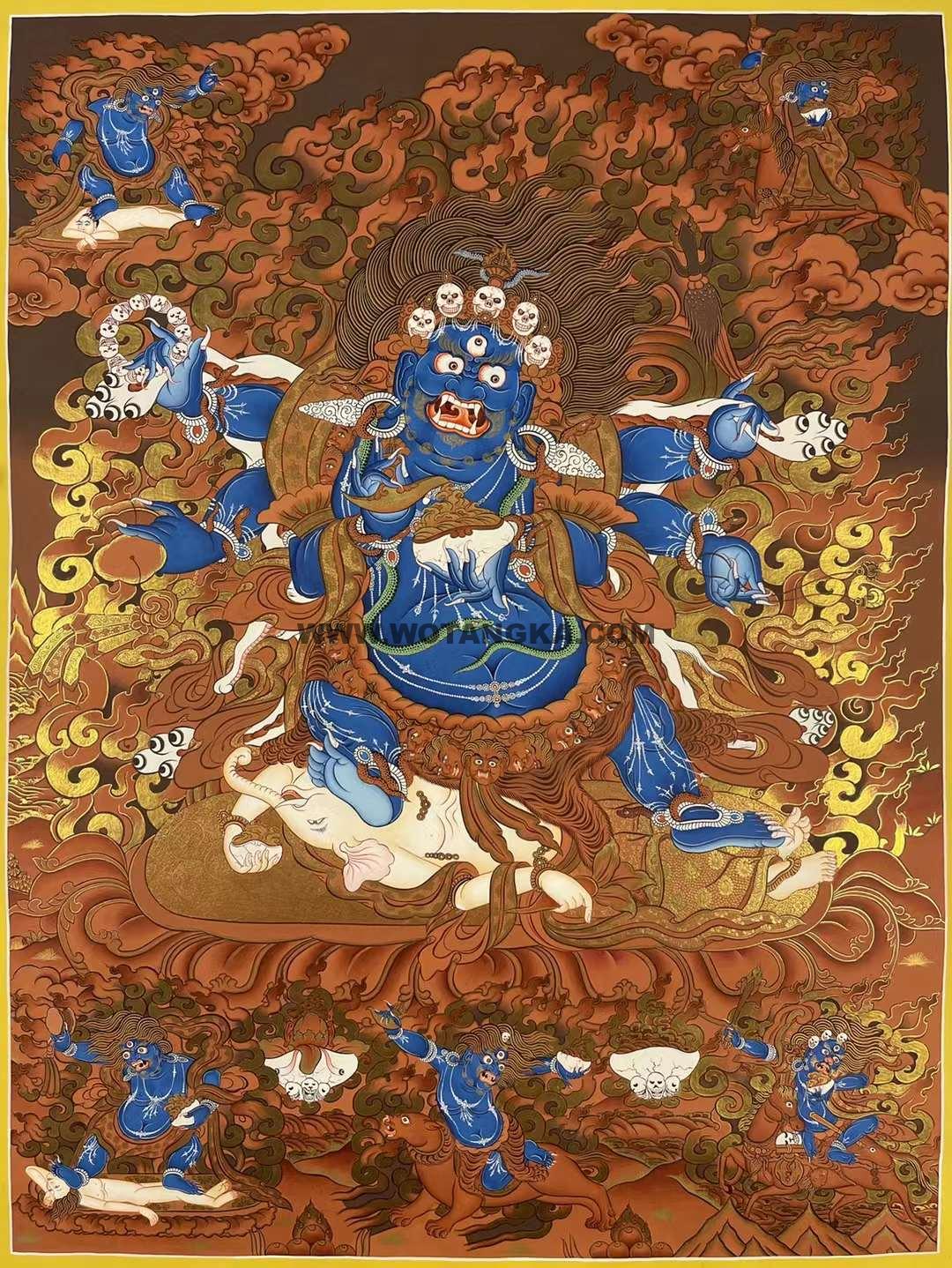 编号173-497470:红金唐卡-六臂玛哈嘎拉(75*55CM左右)