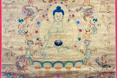 编号173-540577：黄金唐卡-药师佛·医药传承图（100*70CM左右）