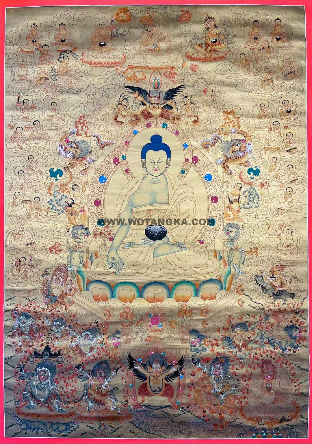 编号173-540577:黄金唐卡-药师佛·医药传承图(100*70CM左右)