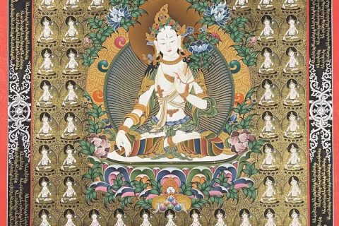 编号173-545045：彩绘唐卡-白度母（100*65CM左右）