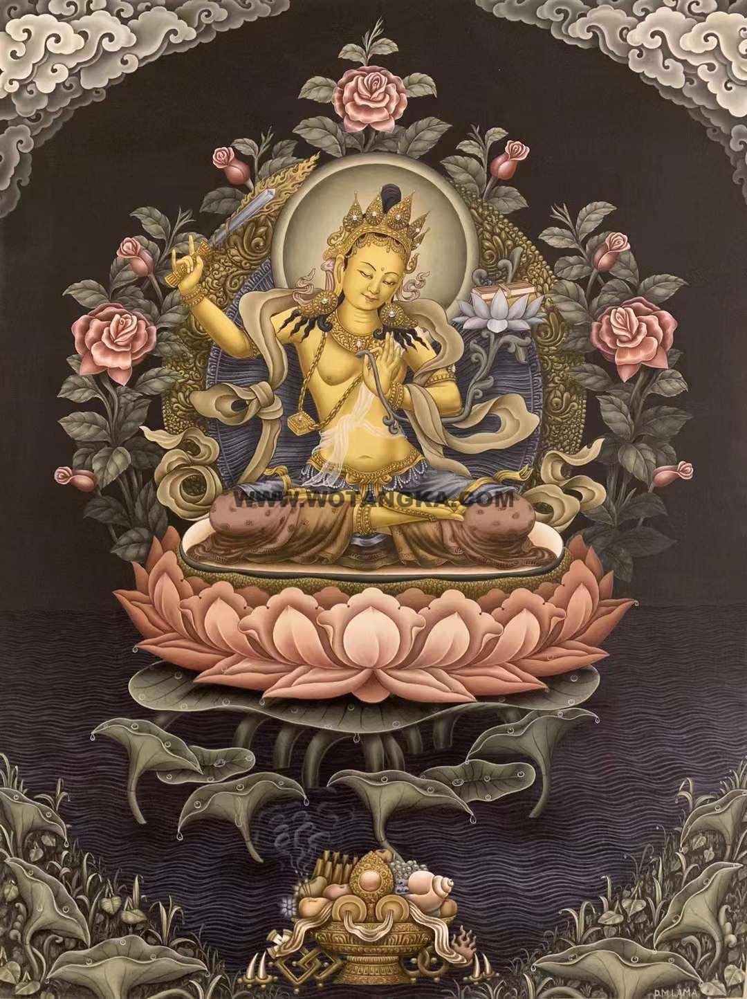 编号173-639380：彩绘唐卡-文殊菩萨（65*45CM左右）