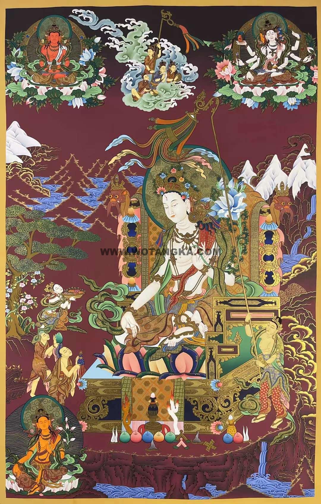 编号173-668964：红金唐卡-白度母·长寿三尊（100*65CM左右）