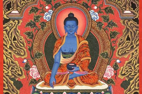 编号173-697122：彩绘唐卡-药师佛（40*30CM左右）