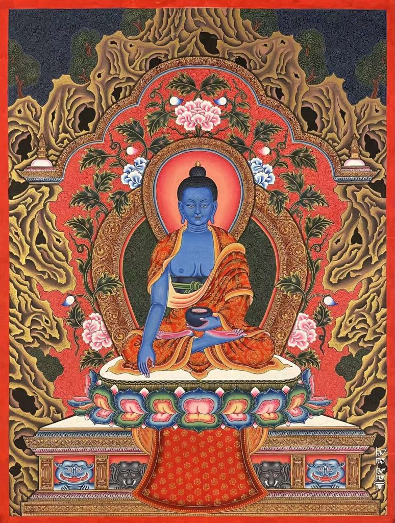 编号173-697122：彩绘唐卡-药师佛（40*30CM左右）
