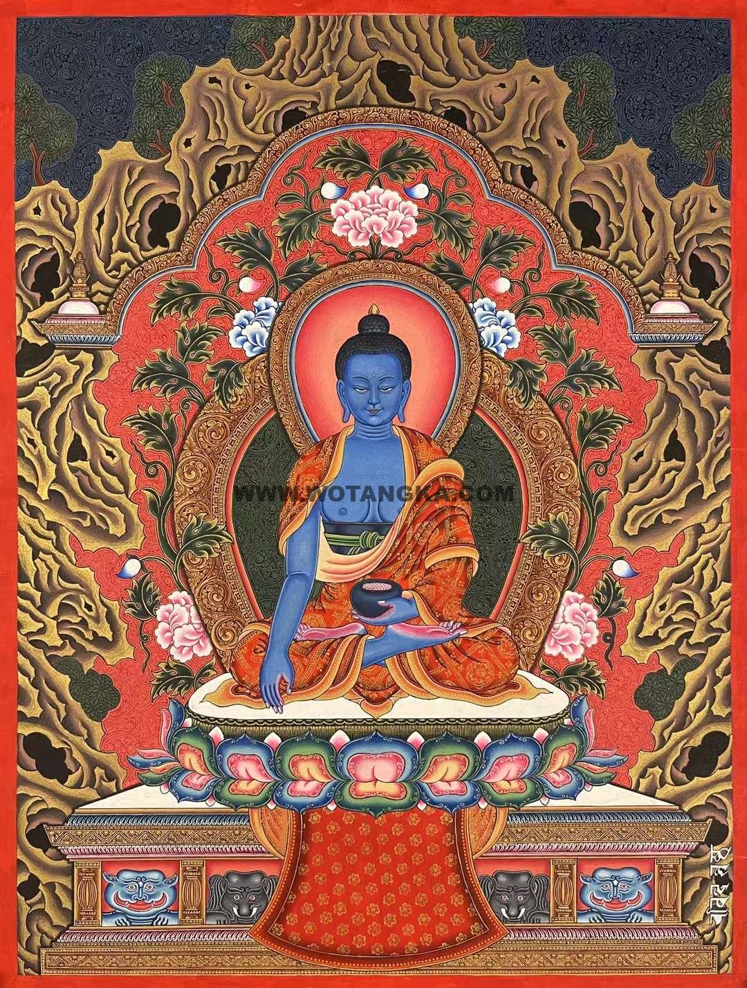 编号173-697122：彩绘唐卡-药师佛（40*30CM左右）