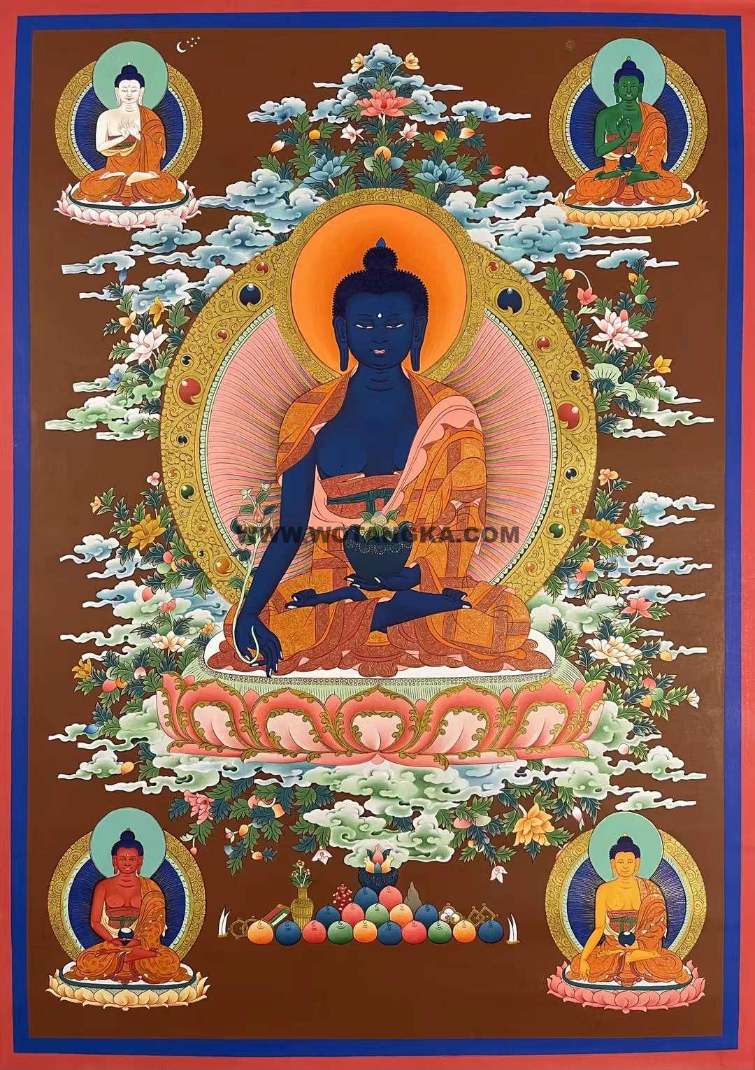 编号173-800486：红金唐卡-药师佛（80*60CM左右）