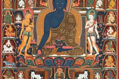 编号173-863078：彩绘唐卡-药师佛（95*65M左右）